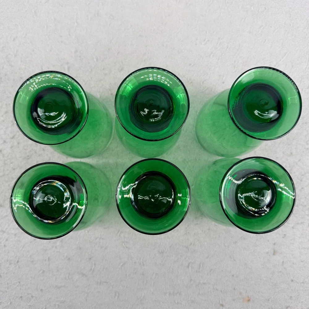 Vtg Set of‎ 6 Libbey Cristar Green Footed Glasses Copa Lexington MCM 5.5